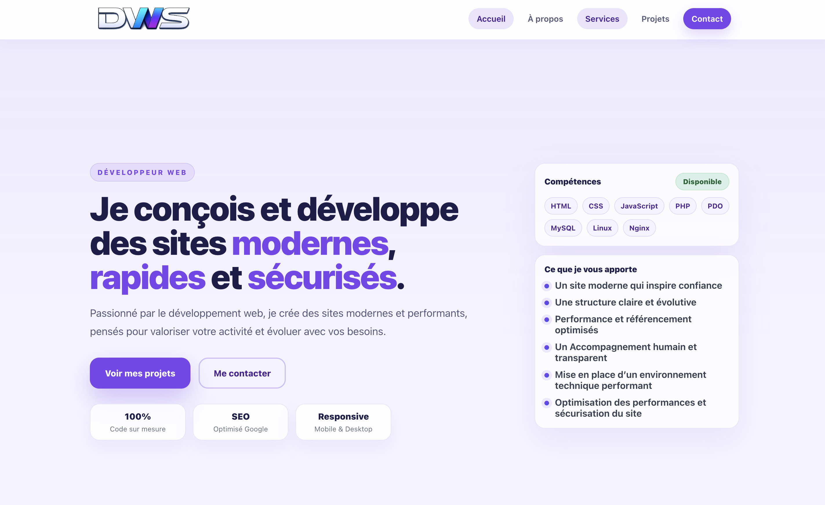 Aperçu projet DWS — Identité & vitrine 1